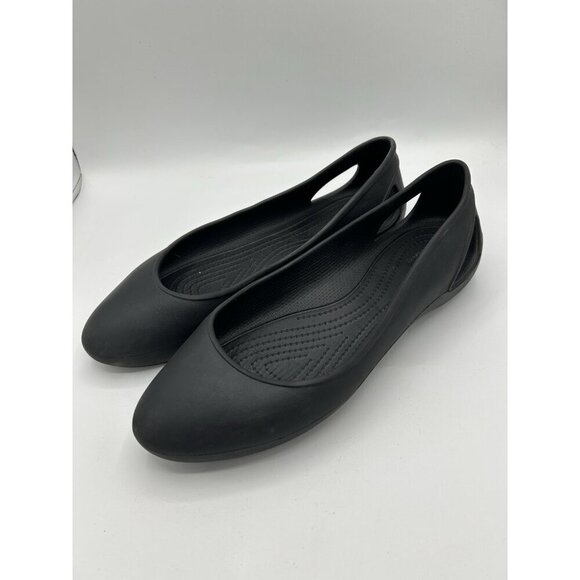 Crocs At Work Women’s Iconic Comfort Flats Slip On Black Size 11 - Picture 2 of 10